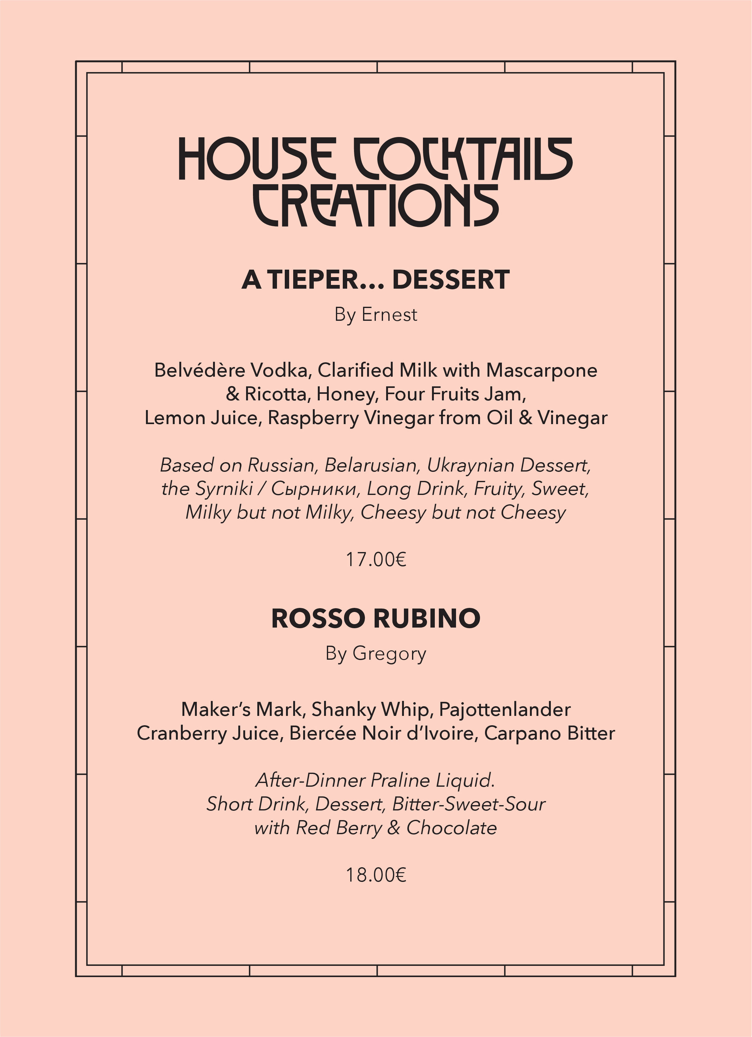 House Cocktails Creations